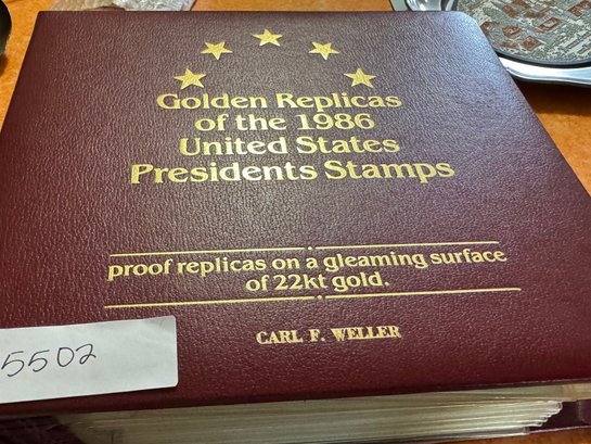 Golden Replicas Of The 1986 US Presidents Stamps Book / Binder