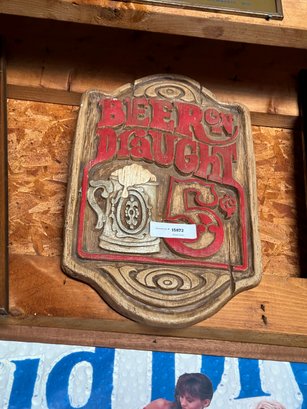 Vintage Beer On Draught 5c Bar Sign