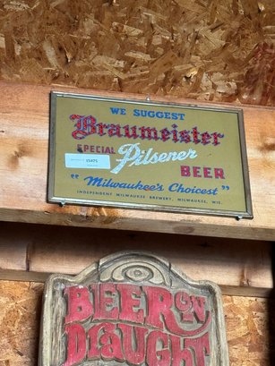 Vintage Braumeister Special Pilsener Beer Milwaukees Choicest Bar Sign