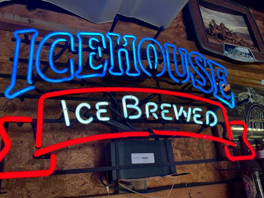 Neon Icehouse Ice Brewed Beer Bar Sign - Working!