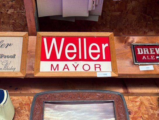 Vintage Weller For Mayor Cardboard Sign