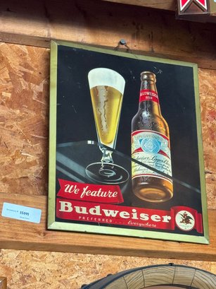 Vintage 1950s We Feature BudweiserPreferred Everywhere Beer Bar Sign