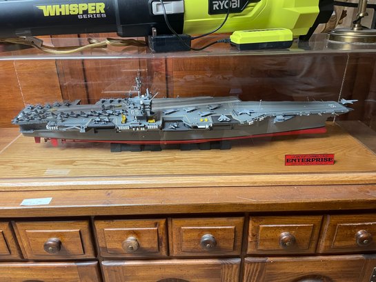 US Aircraft Carrier Enterprise Model Display In Glass Case