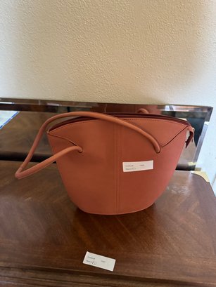 Vivienne Sculpted Rose Pink Leather Tote Purse