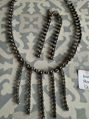 Necklace And Pierced Earring Rhinestone Set ( Lot #12Sh)