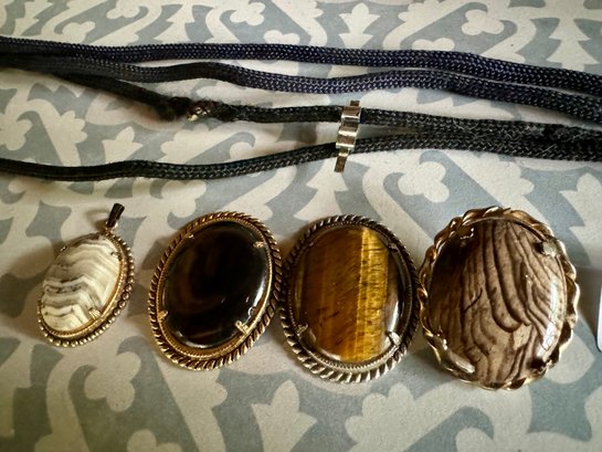 Lot Of Vintage Bolo Slides With Stones & Necklaces (Lot # 22Sh)
