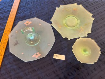 Vintage Green Frosted Depression Glass Lot