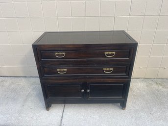 Hollywood Regency Baker Furniture Stackable Black Lacquer Sideboard Or Credenza