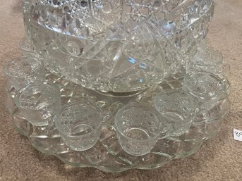 GORGEOUS Vintage Punch Bowl, Under Plate & Cups