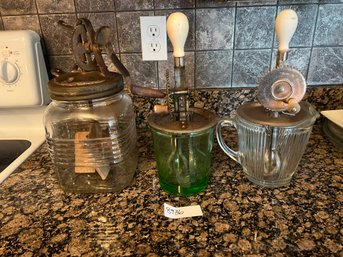 Lot Of 3 Antique Glass Base Kitchen Mixers