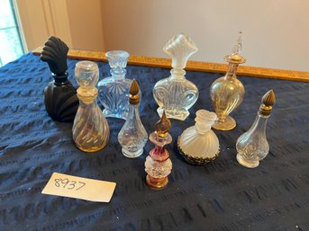 Lot Of 9 Vintage Glass Perfume Bottles