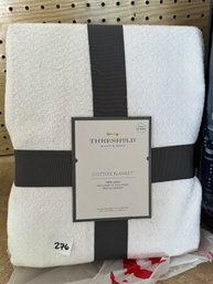 White Threshold 100 Percent Cotton Blanket - New In Packaging