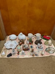 Vintage Figurine Lot - Glass, Porcelain, & More