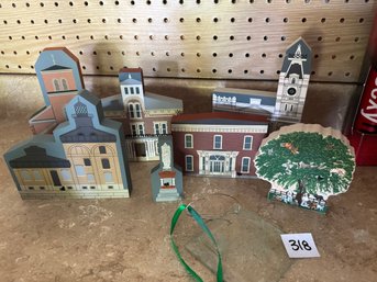 The Cars Meow City Of Monroe Painted Wood Town & Mercy Memorial Ornament