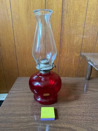 Antique Ruby Red Oil Lamp