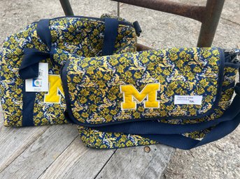 Pair Of Eagles Wings University Of Michigan UofM Quilted Duffle Bag Lot