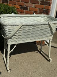 Vintage White Wicker Baby Bassinet