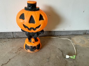 Vintage Halloween Blow Mold With Pumpkin & Black Cat