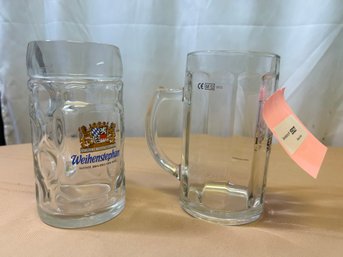 Two German Glass Beer Mugs