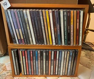 Lot Of CDs With Two Wood CD Holding Containers