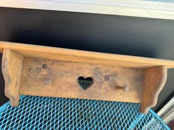 Wood Wall Shelf With Hooks