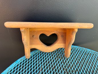 Small Heart Embellished Wood Shelf