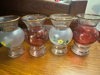 Lot Of Four Small Vintage Glass Vases