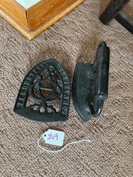 Antique Iron And Trivet Base