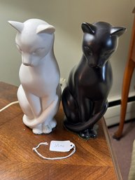 Ceramic Black And White Cat Statue Lot