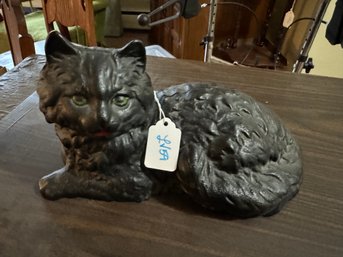 Vintage Metal Cast Iron Cat Statue