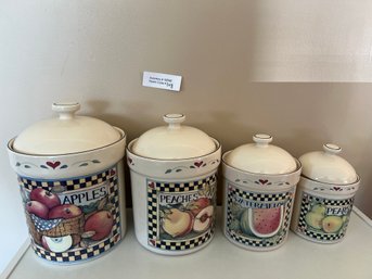 Susan Winget Set Of Four Canisters & Lids - Minty!