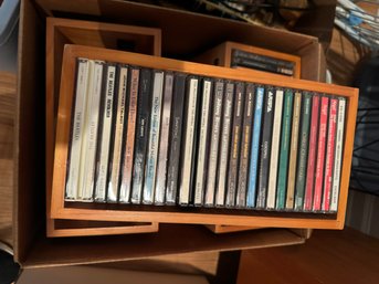 Lot Of CDs With Wood Holders