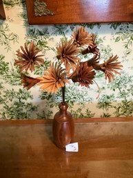 Vintage Wood Flower And Vase Decor