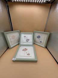 Lot Of Four Small Floral Framed Artwork