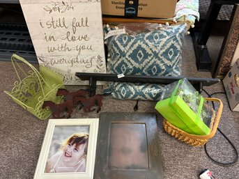 Lot Of Home Decor Items - NIP Pillow, Basket, Frames & More!