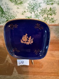 Vintage Porcelain Limoges Royal Colbalt Blue Trinket Dish