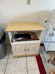 Useful White & Blonde Wood Kitchen Storage Cabinet