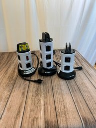 Lot Of 3 Bell Howell Spin Power Strip Surge Protector Charging Station W Built In Phone Tablet Holder