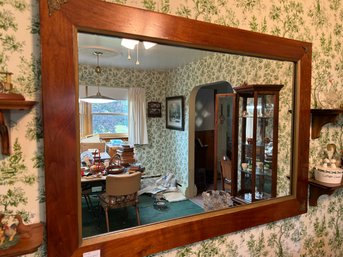 Lovely Large Rectangular Vintage Wood Framed Mirror