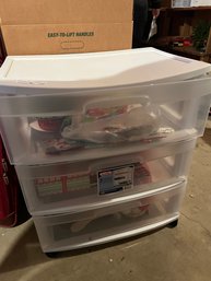 Christmas Holiday Decor Lot With Sterilite Storage Drawer Unit!