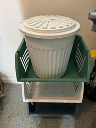 Stacking Plastic Bins And Container / Bin W Lid