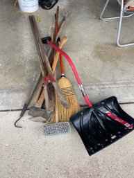 Garage Tool Shovel Ax Broom And More Lot