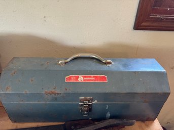 Vintage Metal Toolbox And Contents