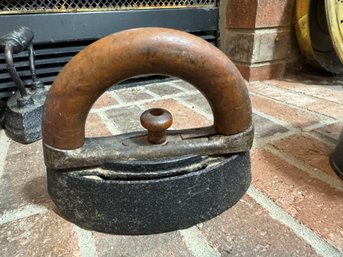 Antique Iron With Wood Handle