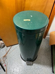 Green Metal Trash Can