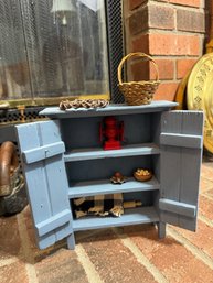 Miniature Blue Cabinet For Dollhouse Or Decor