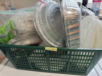 Basket Lot Filled With Disposable Plates, Napkins, And More!