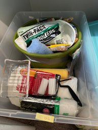 Tub Filled With Painting And Household Repair Supplies