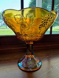 Vintage Indiana Glass Harvest Grape Carnival Large Footed Compote