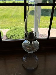 Antique Clear Glass Oil Lamp